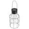9.5" Black Outdoor Geometric Hanging Solar Lantern with Handle Outdoor Décor